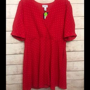 NWT Red Polka Dot Faux Wrap Dress XXL